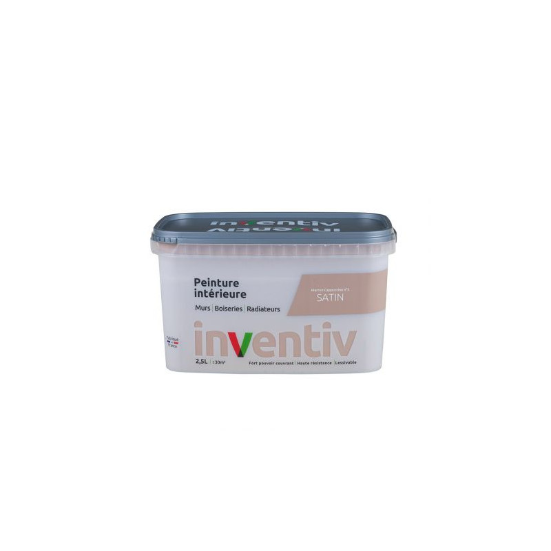 Peinture pour mur boiserie radiateur Marron Cappucino n°5 satiné 2,5 L INVENTIV