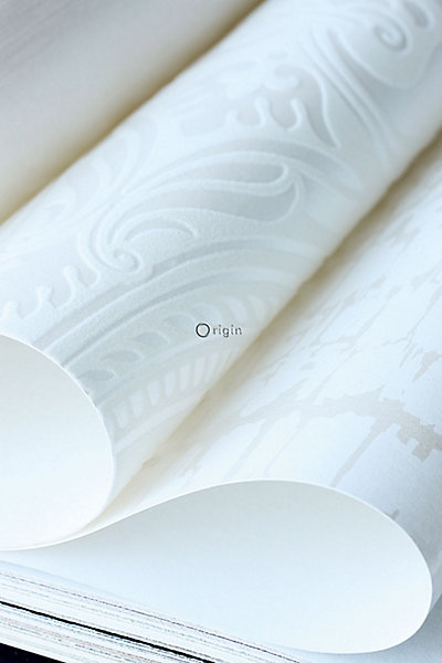 Origin Wallcoverings papier peint à dessin baroque en velours blanc 53 cm x 10.05 m
