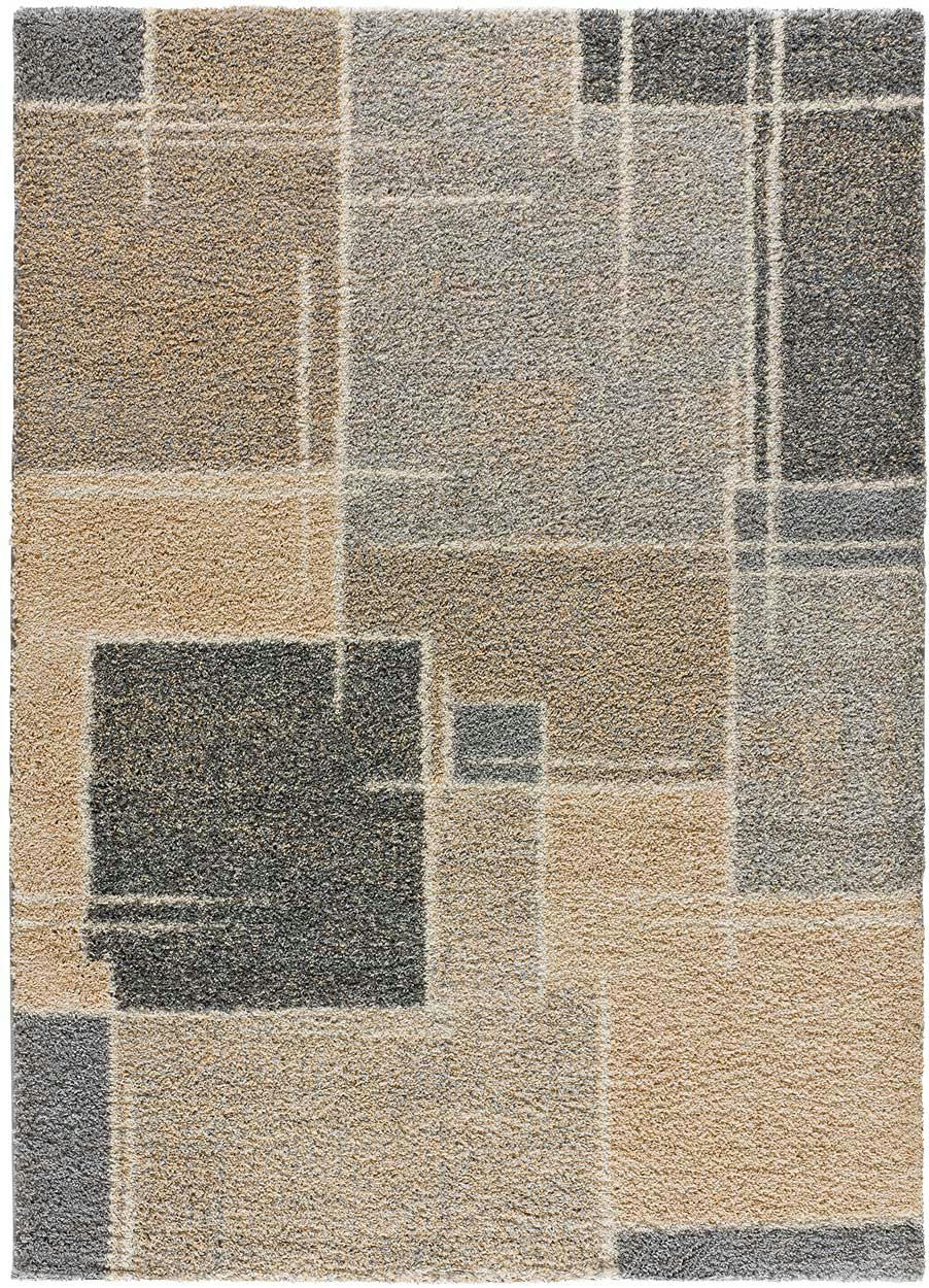 IRATI - Tapis shaggy géométrique beige, 133X190 cm