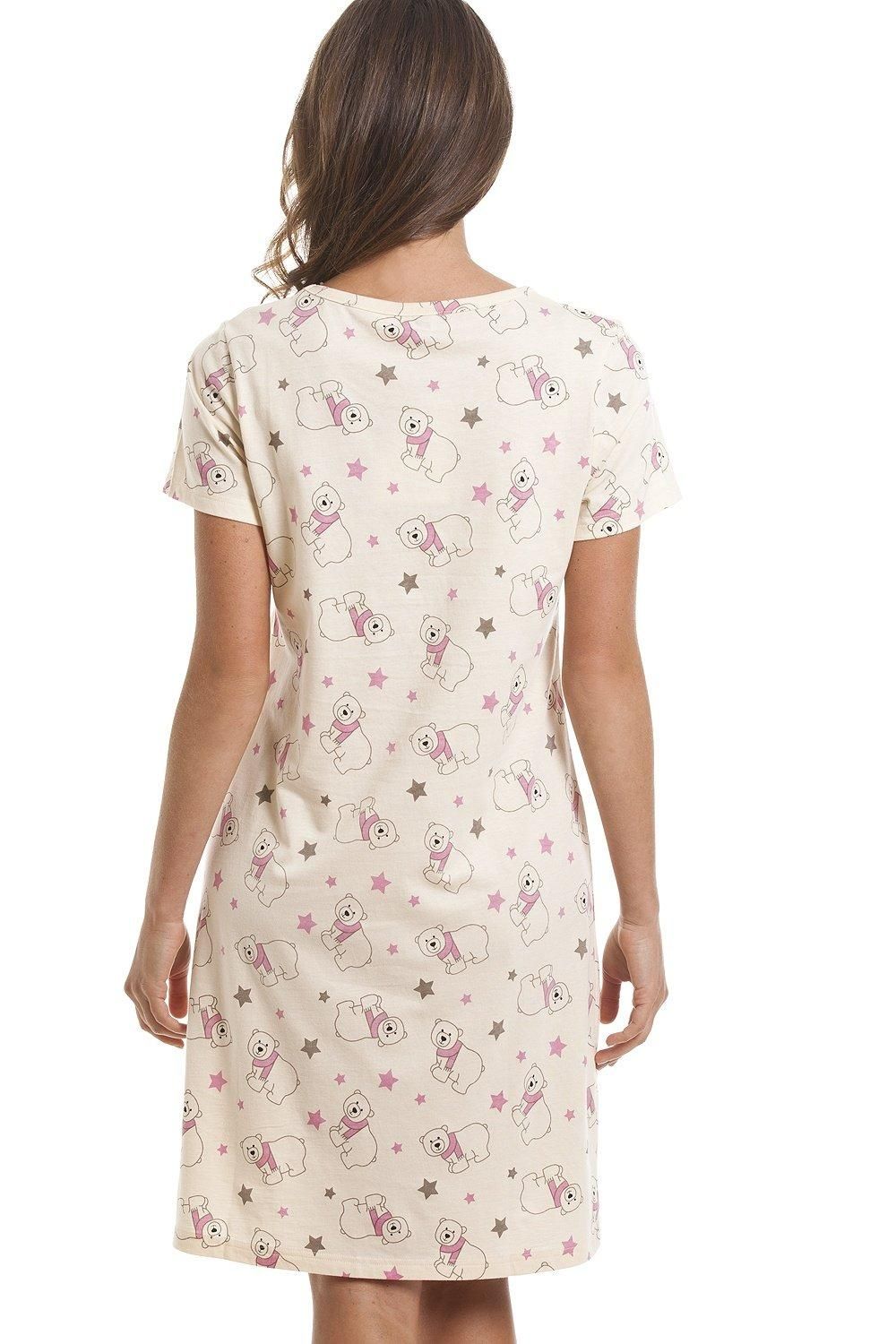 Camille Polar Bear Print Cotton Summer Nightshirt