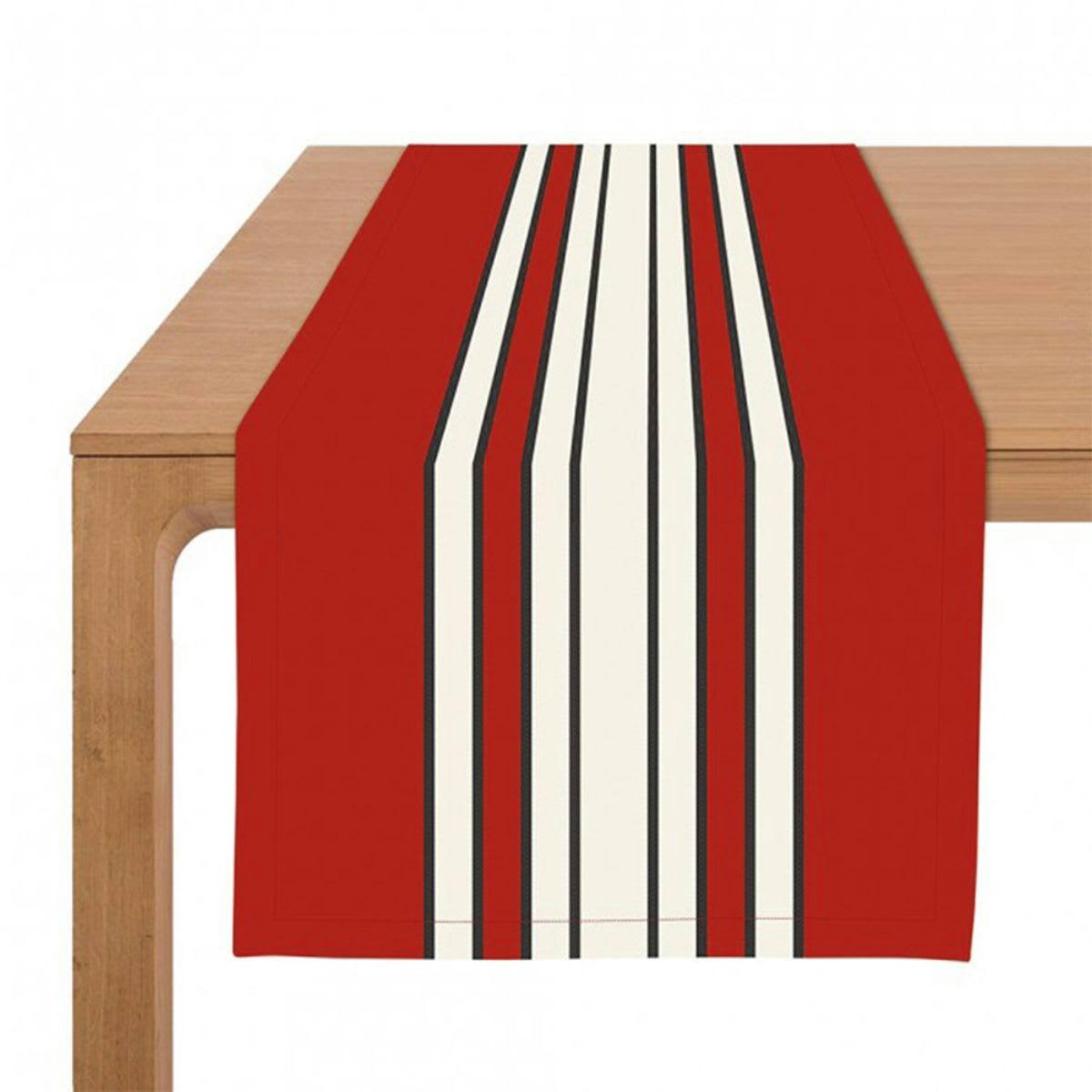 ESPELETTE AMARANTE - Chemin de table en coton rouge 50x155 cm