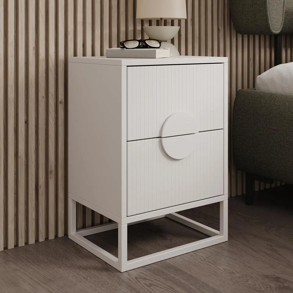 Meubella - Nachtkastje Allegany - Wit - 38 cm