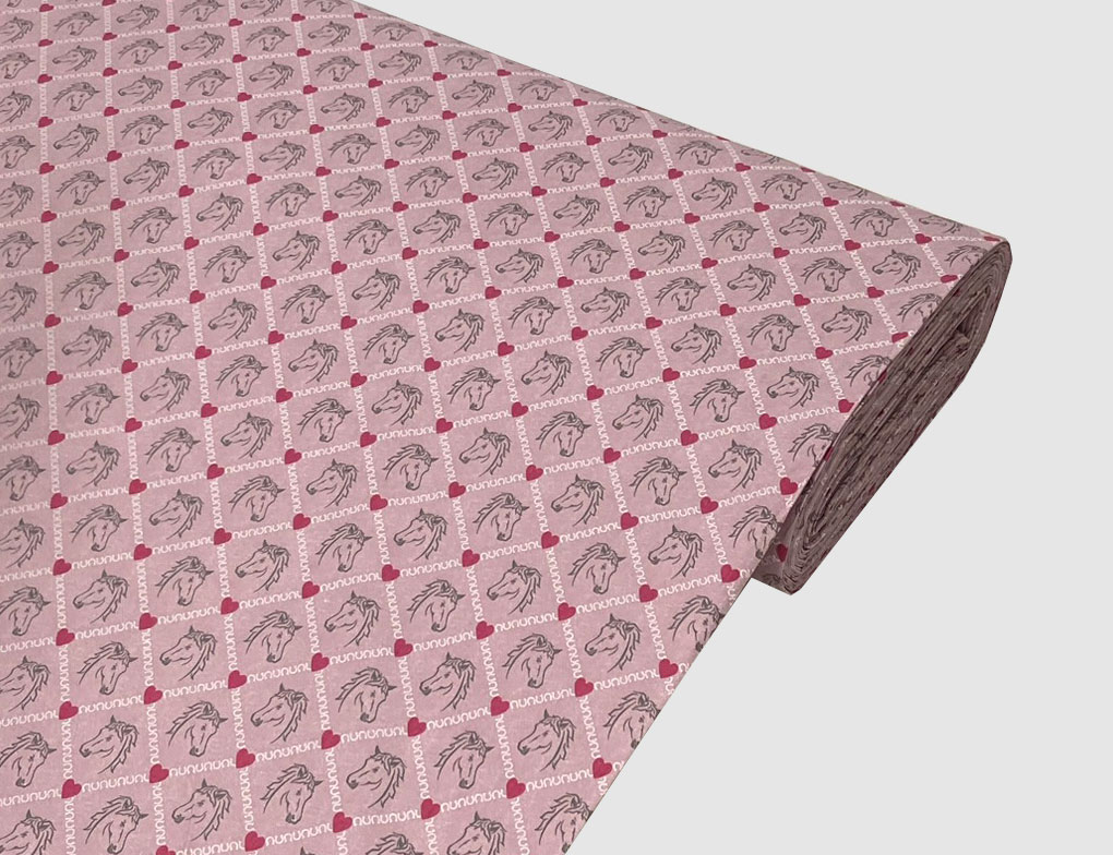 Dekostoff Pferde Rosa