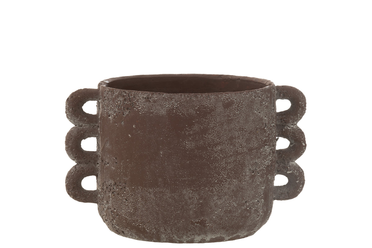 J-Line bloempot Celia - keramiek - bruin - medium - Ø 18.5 cm
