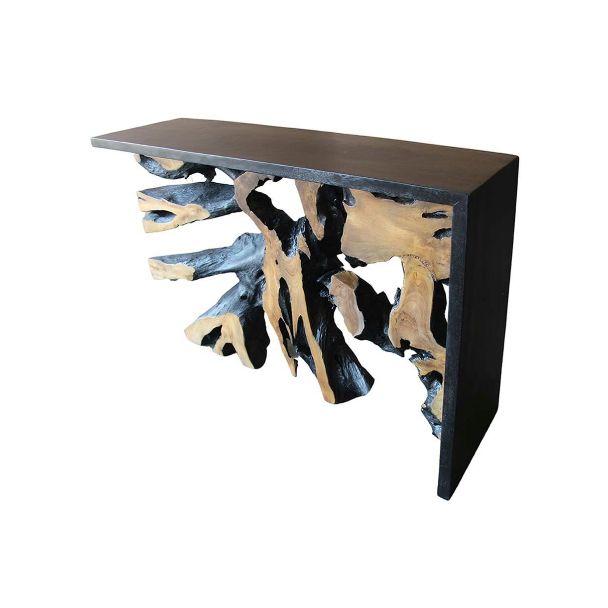 Console racine de teck contour bois noir ARIZONA
