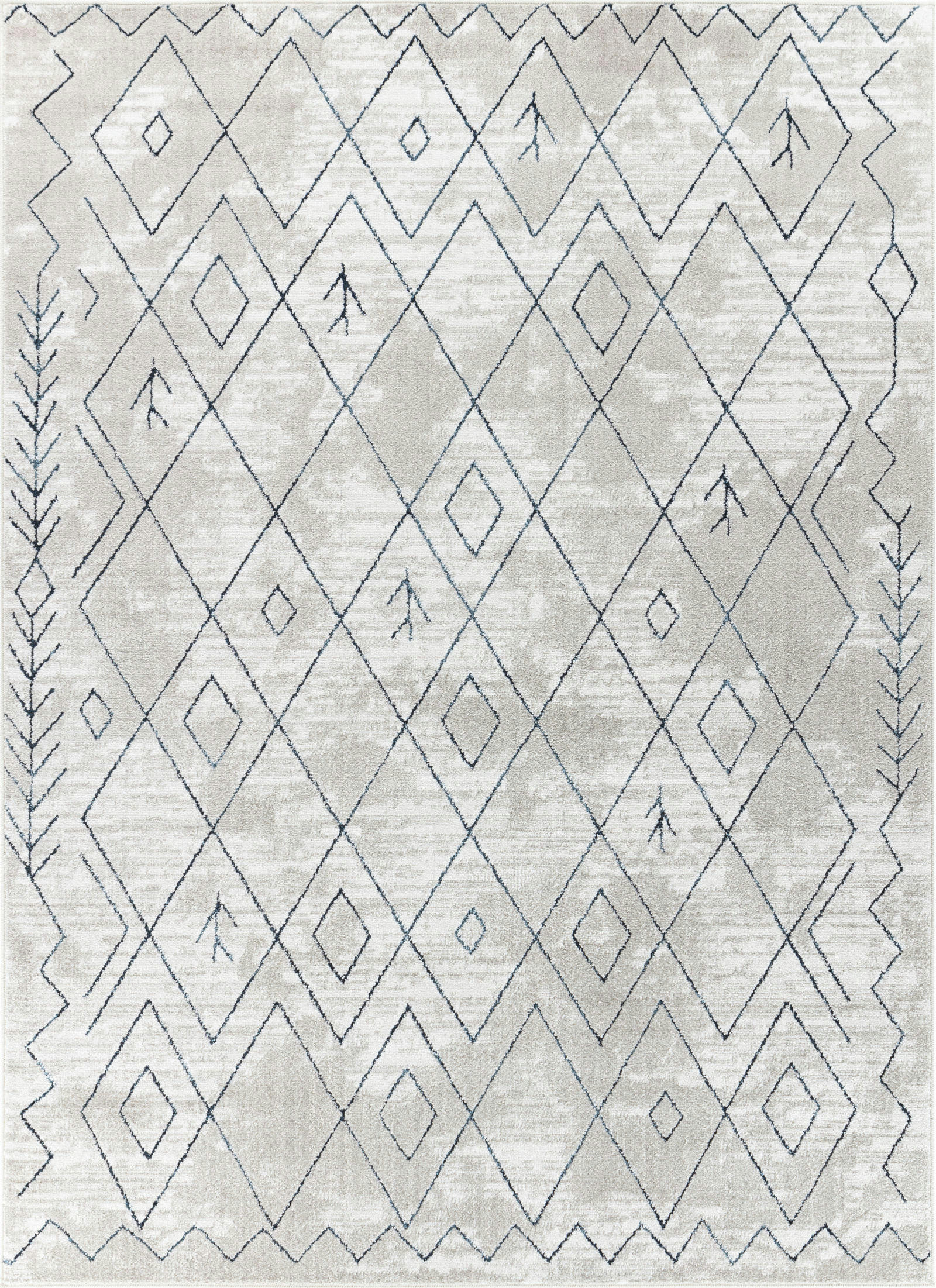 FABIA - Tapis Berbère Ethnique Blanc/Bleu 200x275