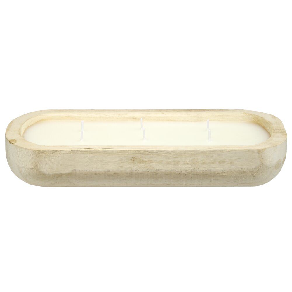 Bougie dans pot en bois grand modèle 30x14xH5,5cm