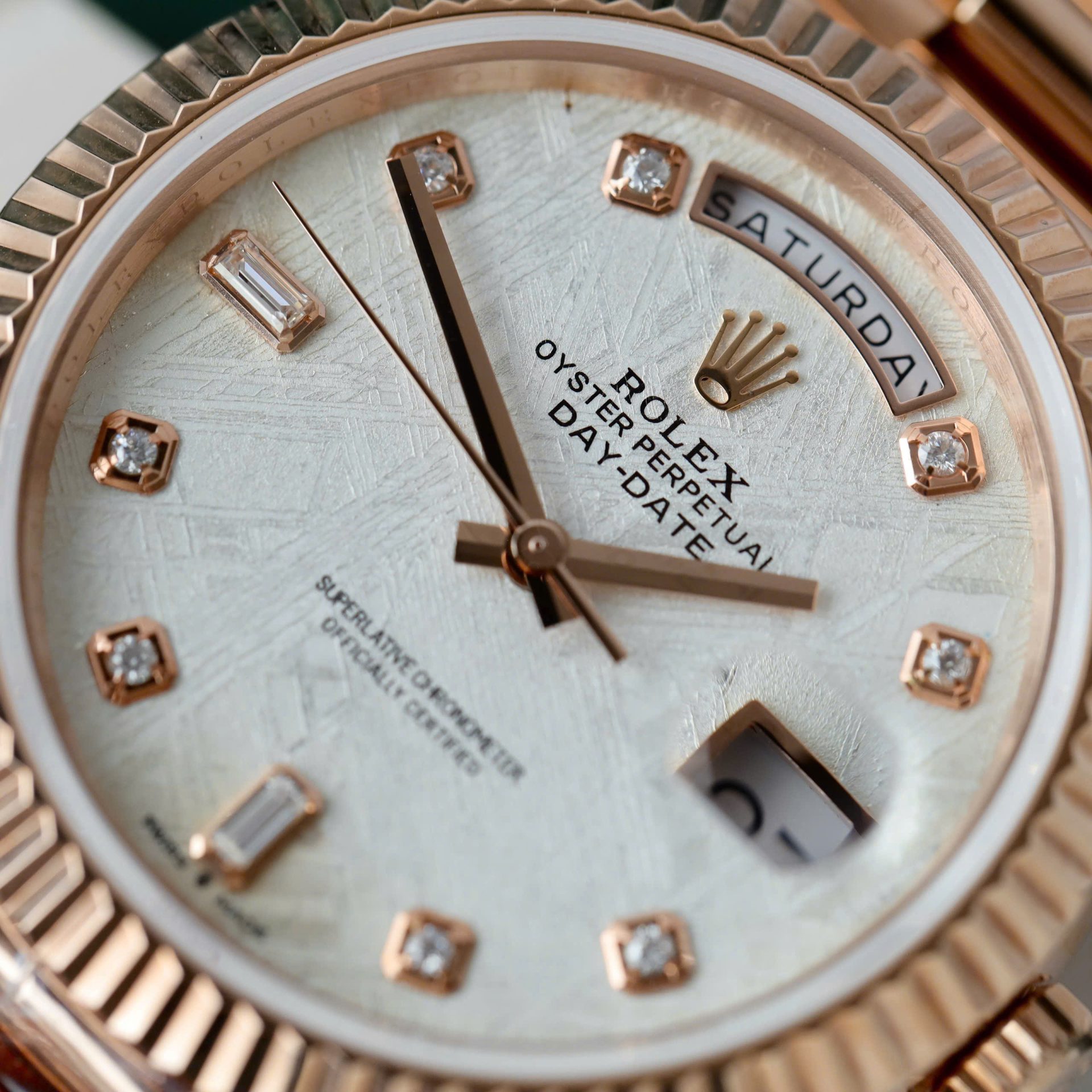 Rolex Day-Date RG Plated Meteorite Dial With Diamonds 40mm Super Clone