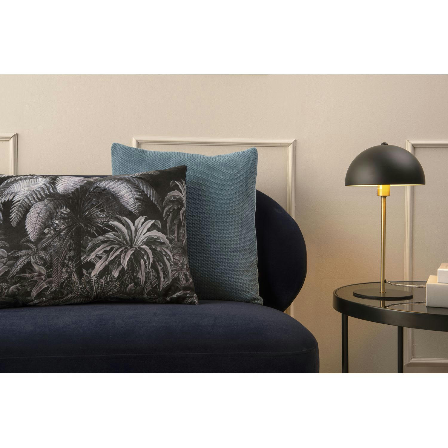 JUNGLE - Coussin imprimé effet velours 40x60cm noir et blanc