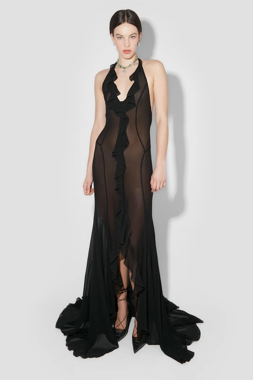 Recycled Viscose Chiffon Maxi Dress