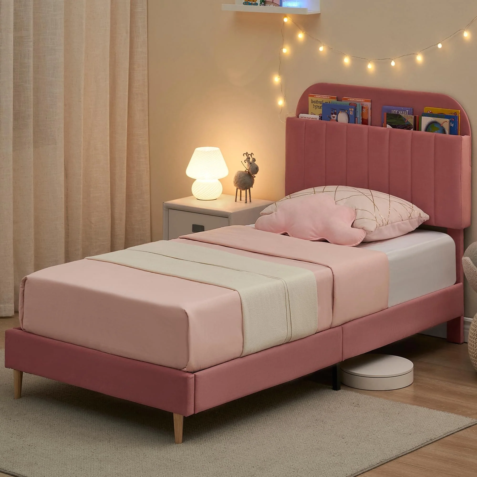 Twin Size Bed Frames, with Storage Headboard