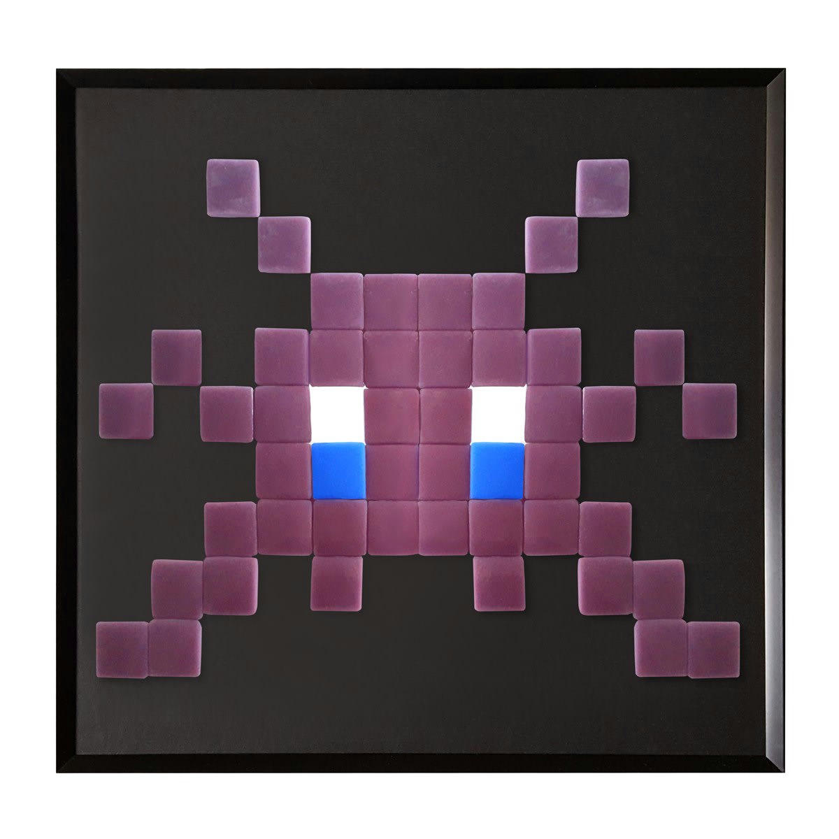 INVADERS - Cadre mosaïque en verre mauve 30x30cm