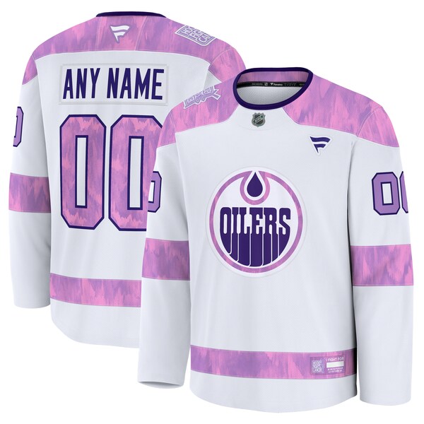 Edmonton Oilers  2024 Hockey Fights Cancer Custom Practice Jersey - White