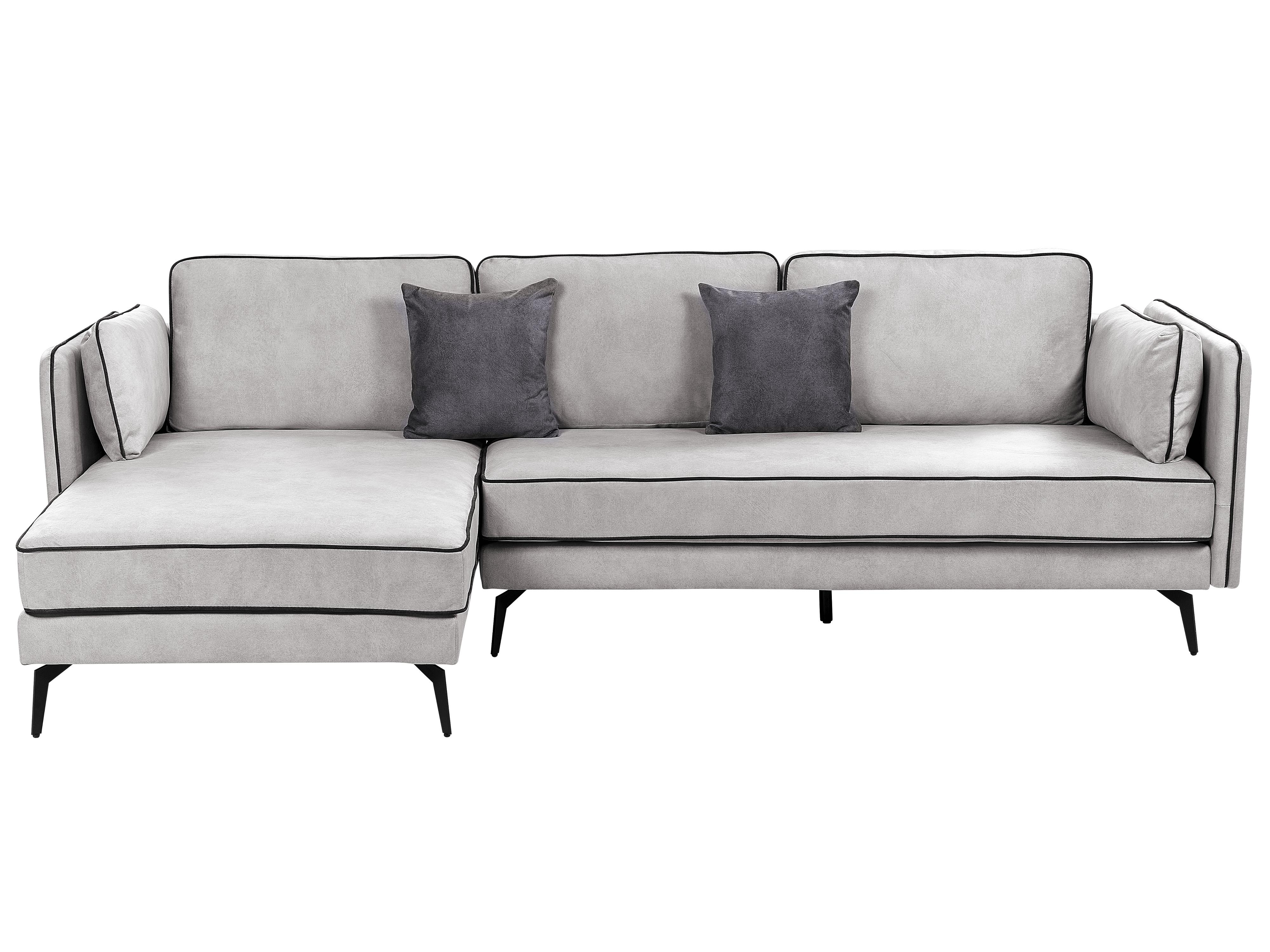 Corner Sofa 3 Seater ALTAN Velvet Light Grey Left Hand