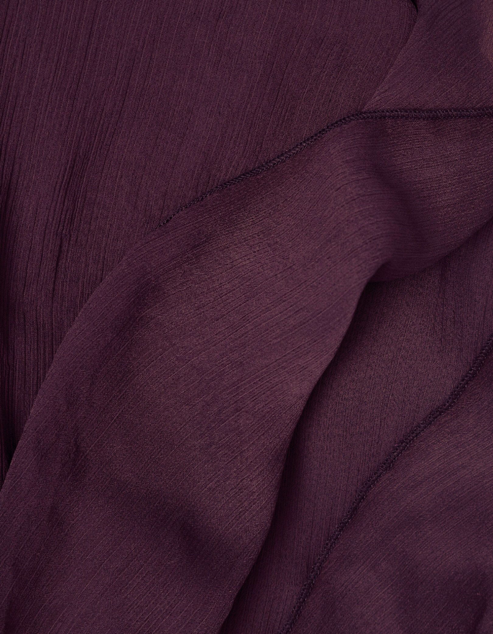 Robe longue cassis vaporeuse à volants Femme