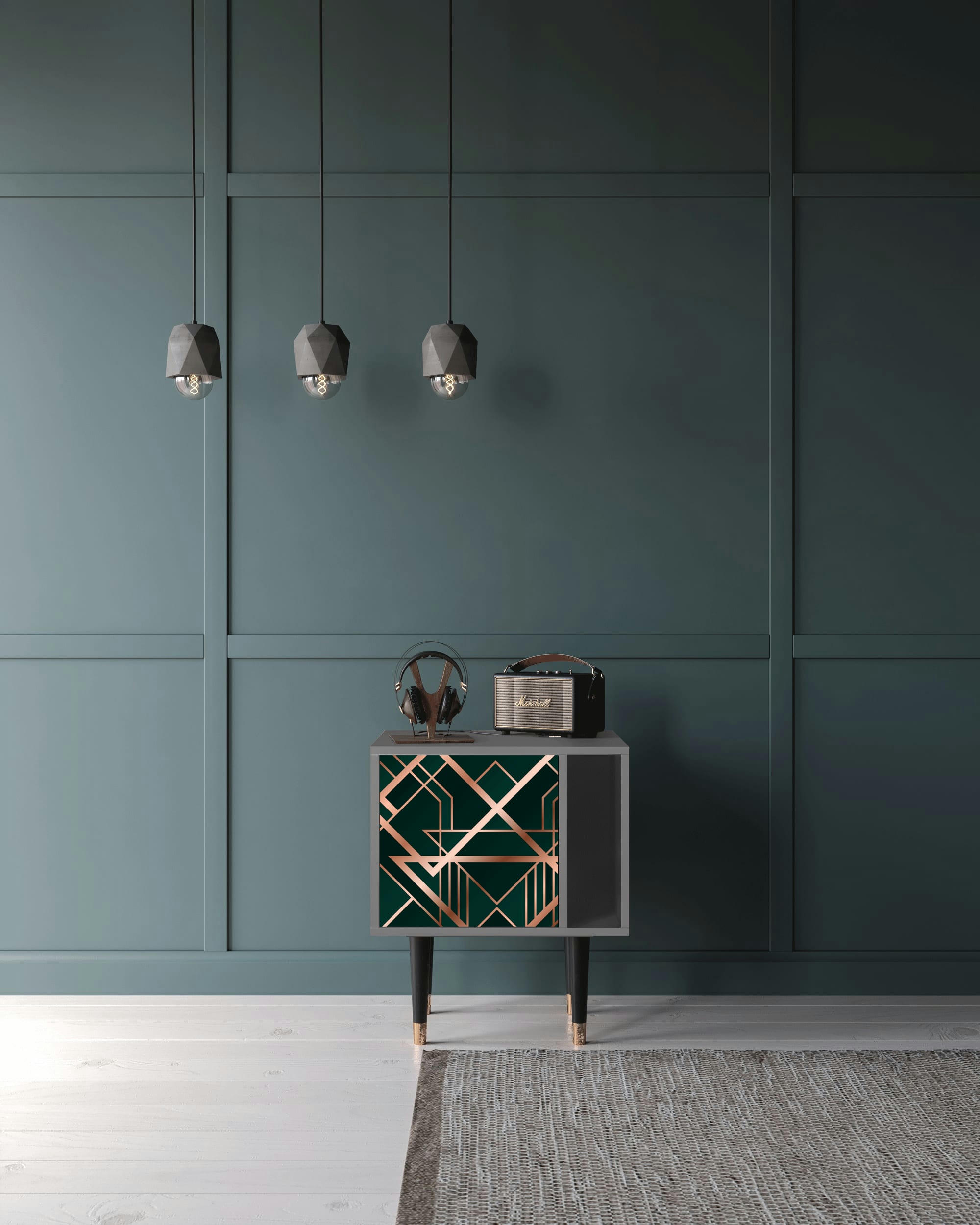 EMERALD GATSBY - Table de chevet vert 1 porte L 58 cm