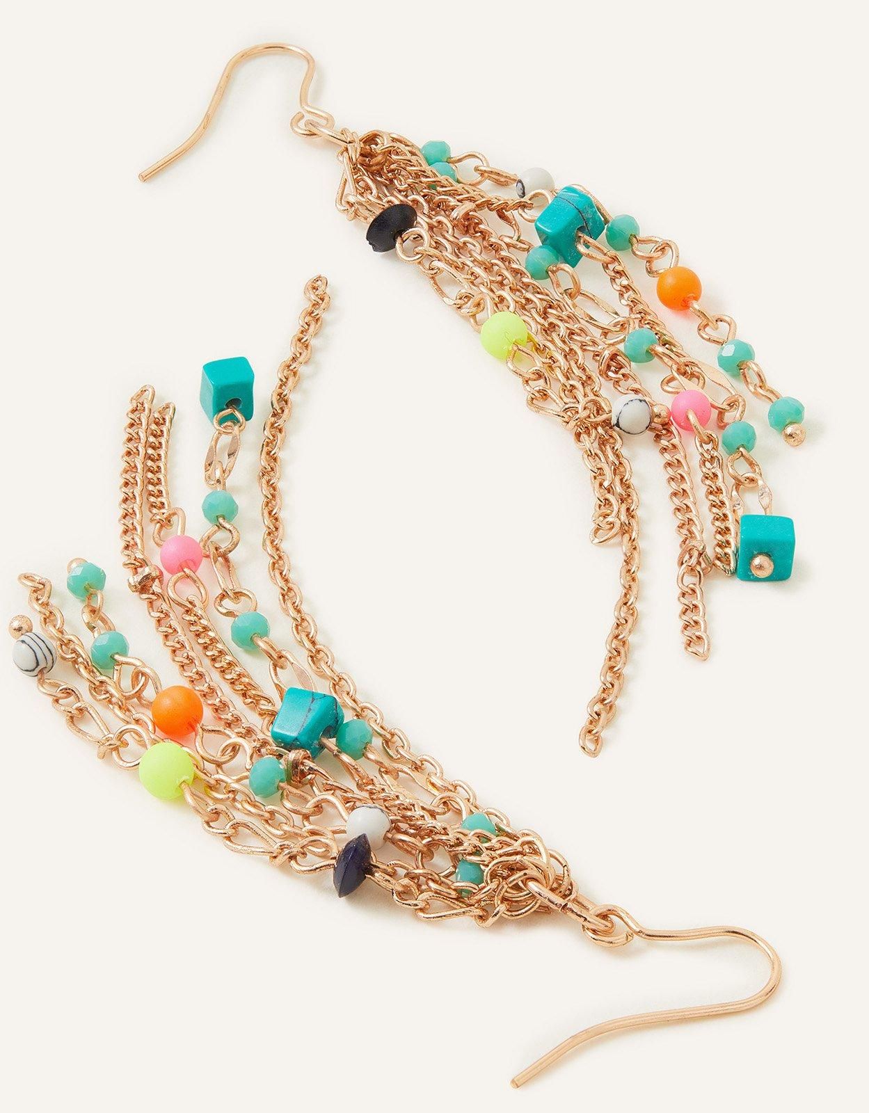 Accessorize Beaded Chain Tassel Earrings