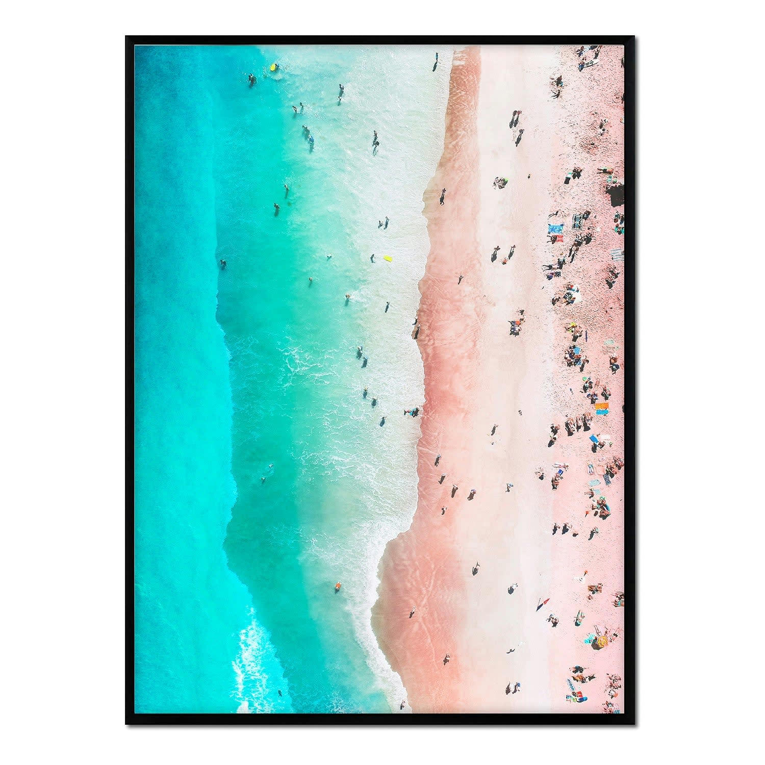 PLAYA - Affiche avec cadre noir - Plage turquoise - 50x70