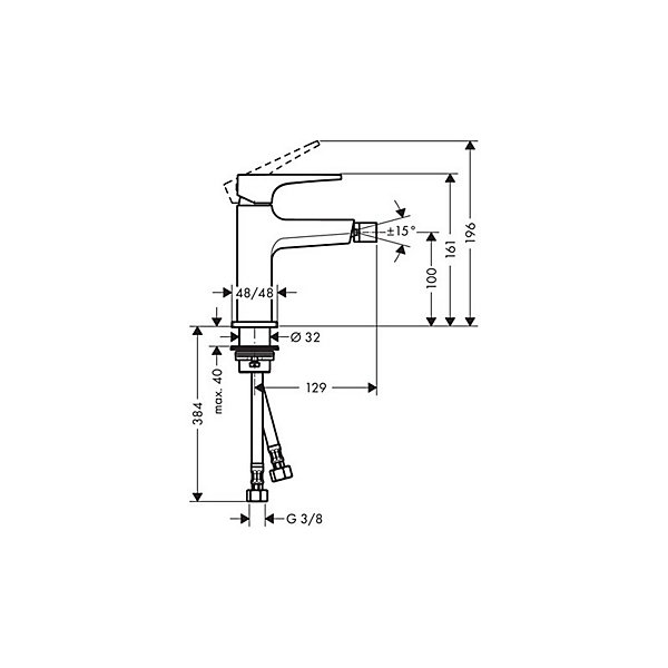 HANSGROHE Mitigeur bidet poignée manette, bonde Push-Open noir mat
