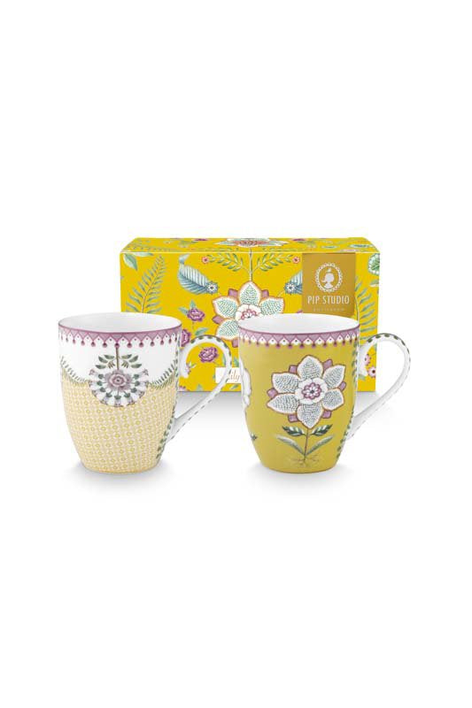 Pip Studio Mokken - Lily&Lotus - Geel - 365ml - Set van 2