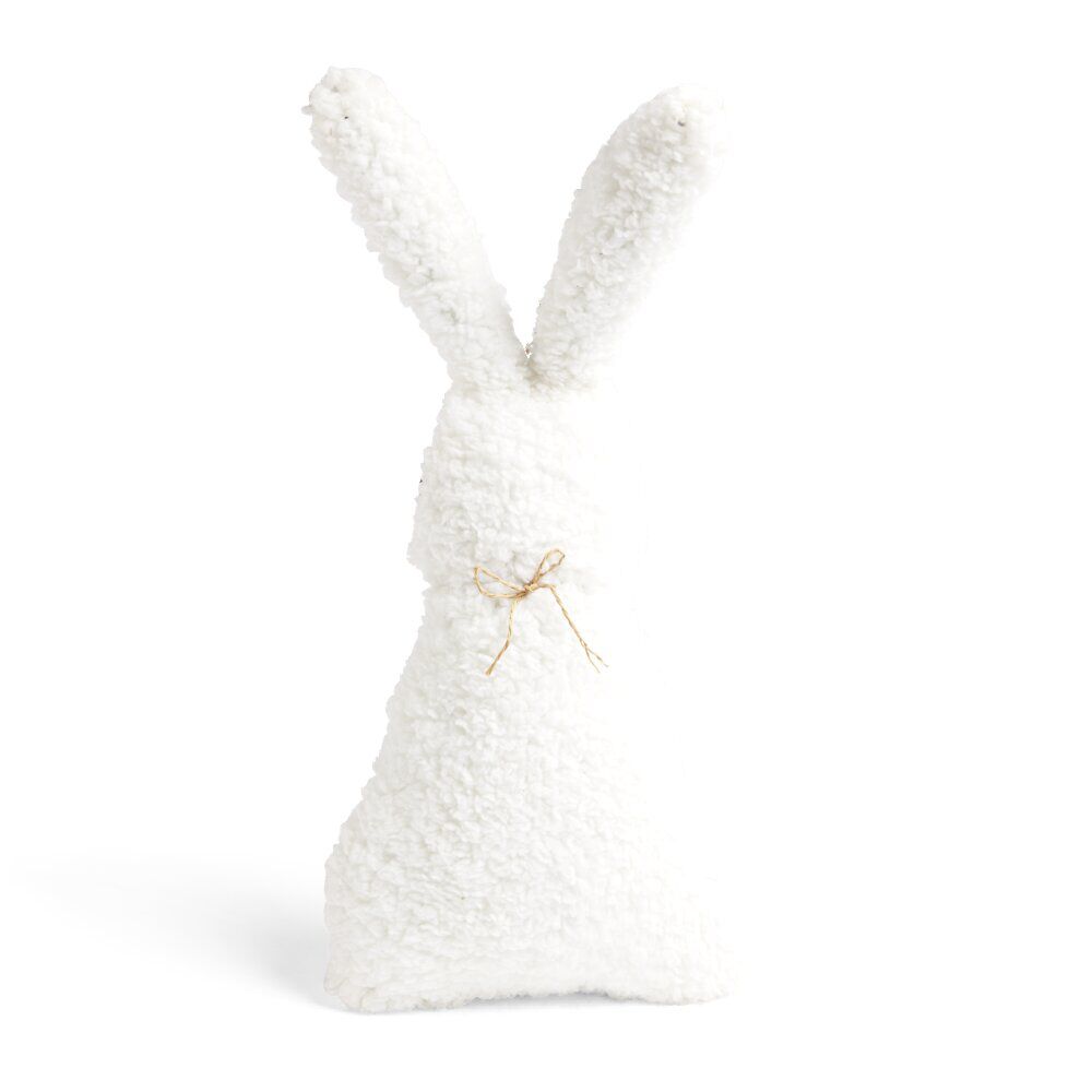 Coussin forme lapin aspect moutonné beige 25x47cm