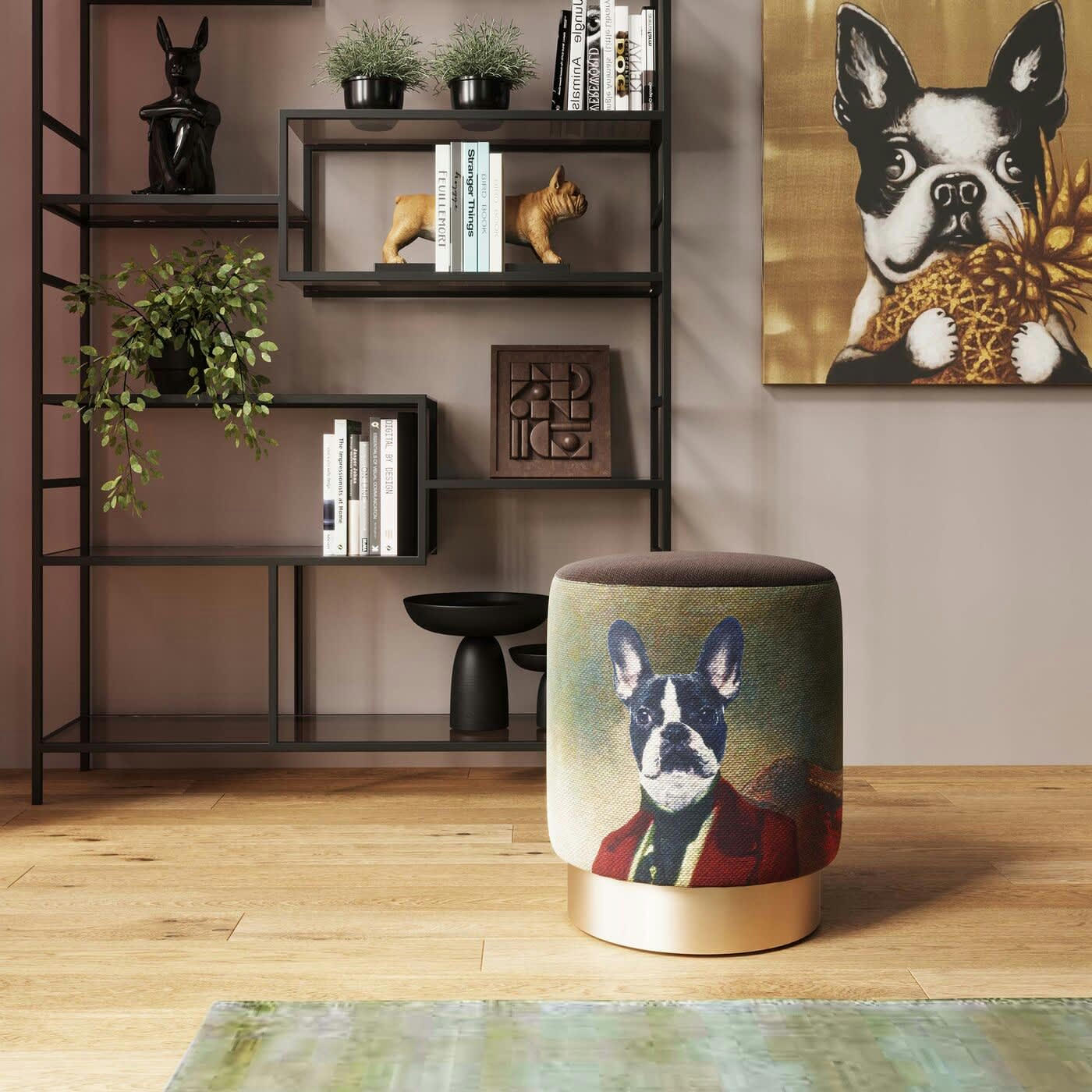 CHERRY - Tabouret Cherry monsieur chien laiton Kare Design