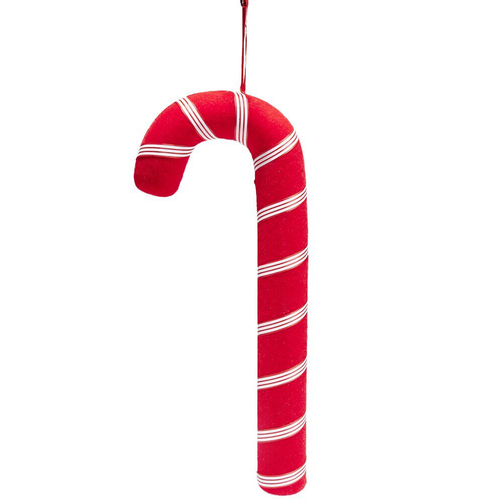 Canne à sucre déco No&euml;l à suspendre rouge H40cm