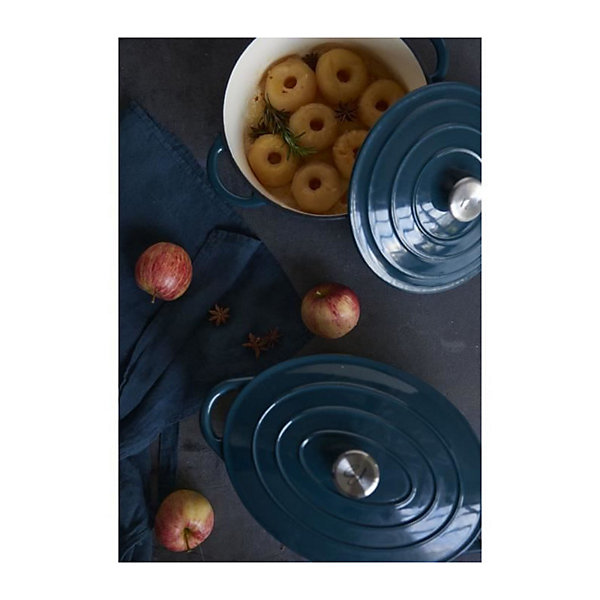 Cocotte BAUMALU24 cm - Forme ronde - Bleu vert