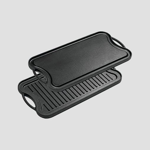 SOGA 2X 50.8cm Cast Iron Ridged Griddle Hot Plate Grill Pan BBQ Stovetop