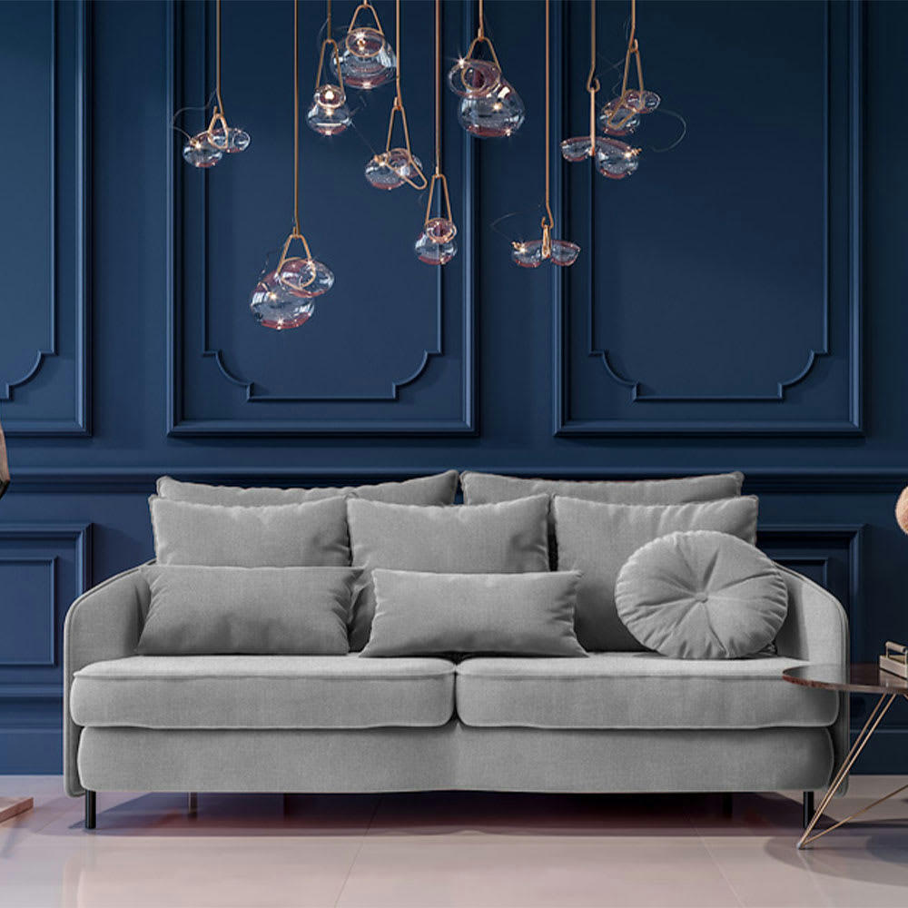 TREMEZZO - Canapé 3 places tissu droit gris clair