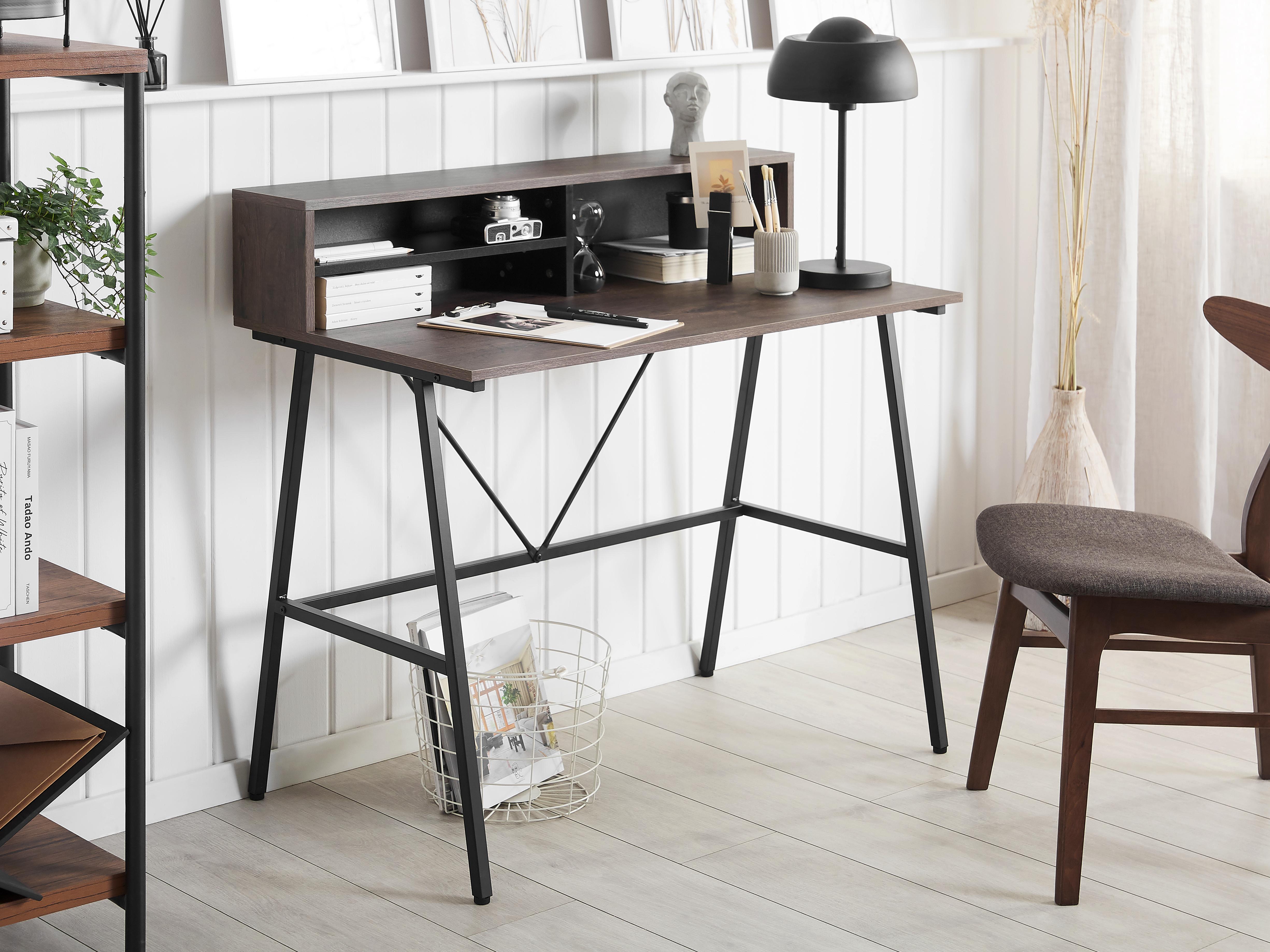 Home Office Desk HARISON Dark Brown 100 cm 53 cm