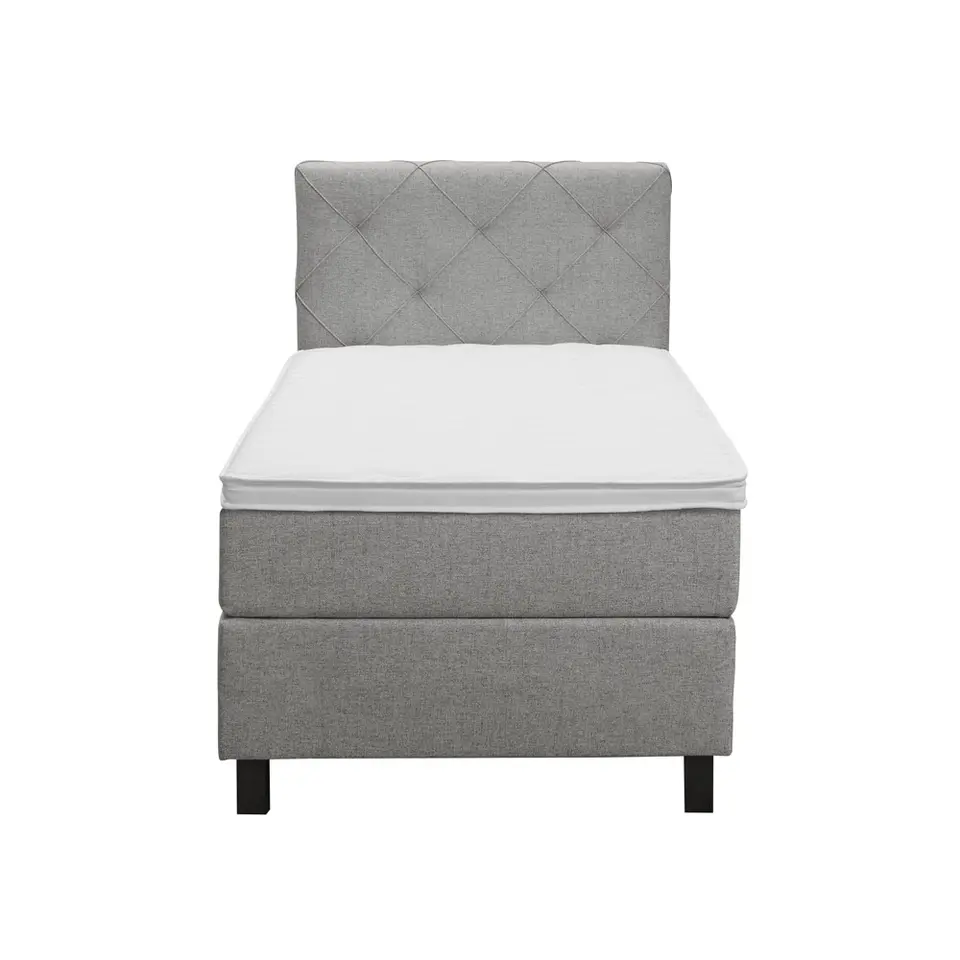 Boxspring Liv geruit - lichtgrijs - 90x200 cm - vierkante poot