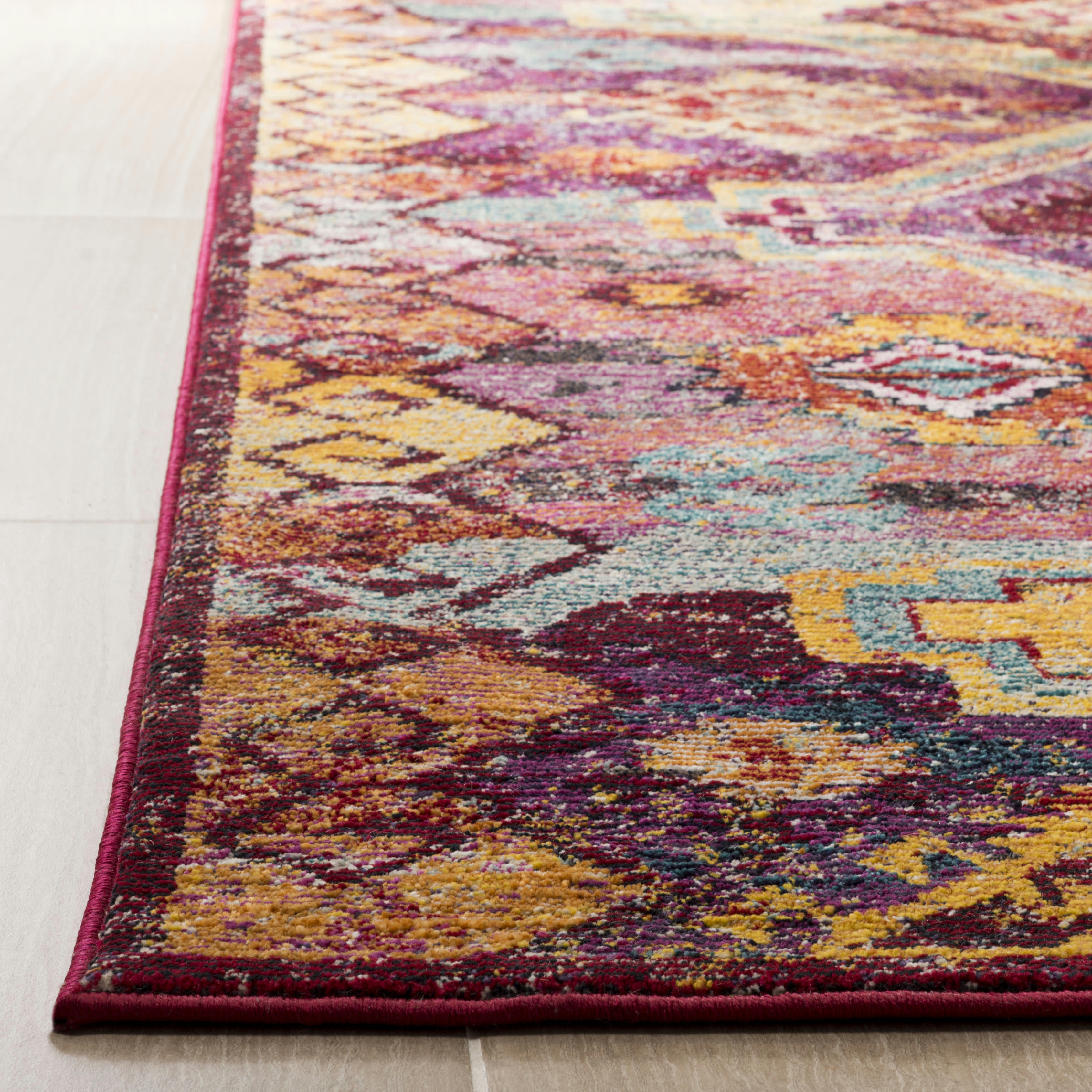 SAVANNAH - Tapis de salon interieur en rouge & violet, 69 x 244 cm