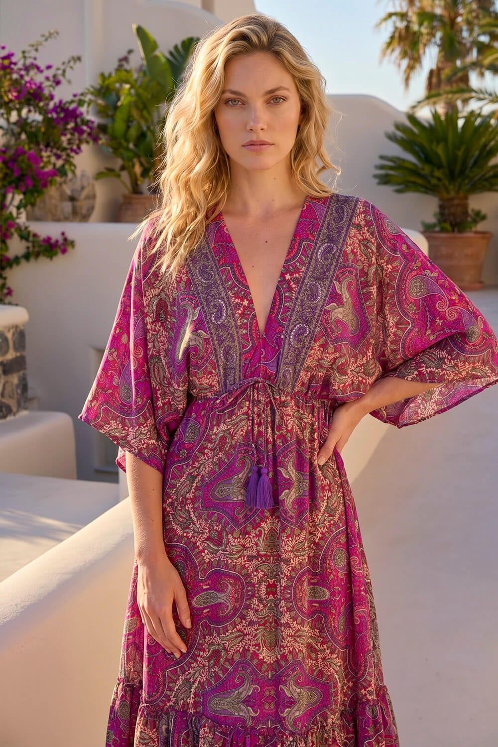 Roman Paisley Print Boho Maxi Dress