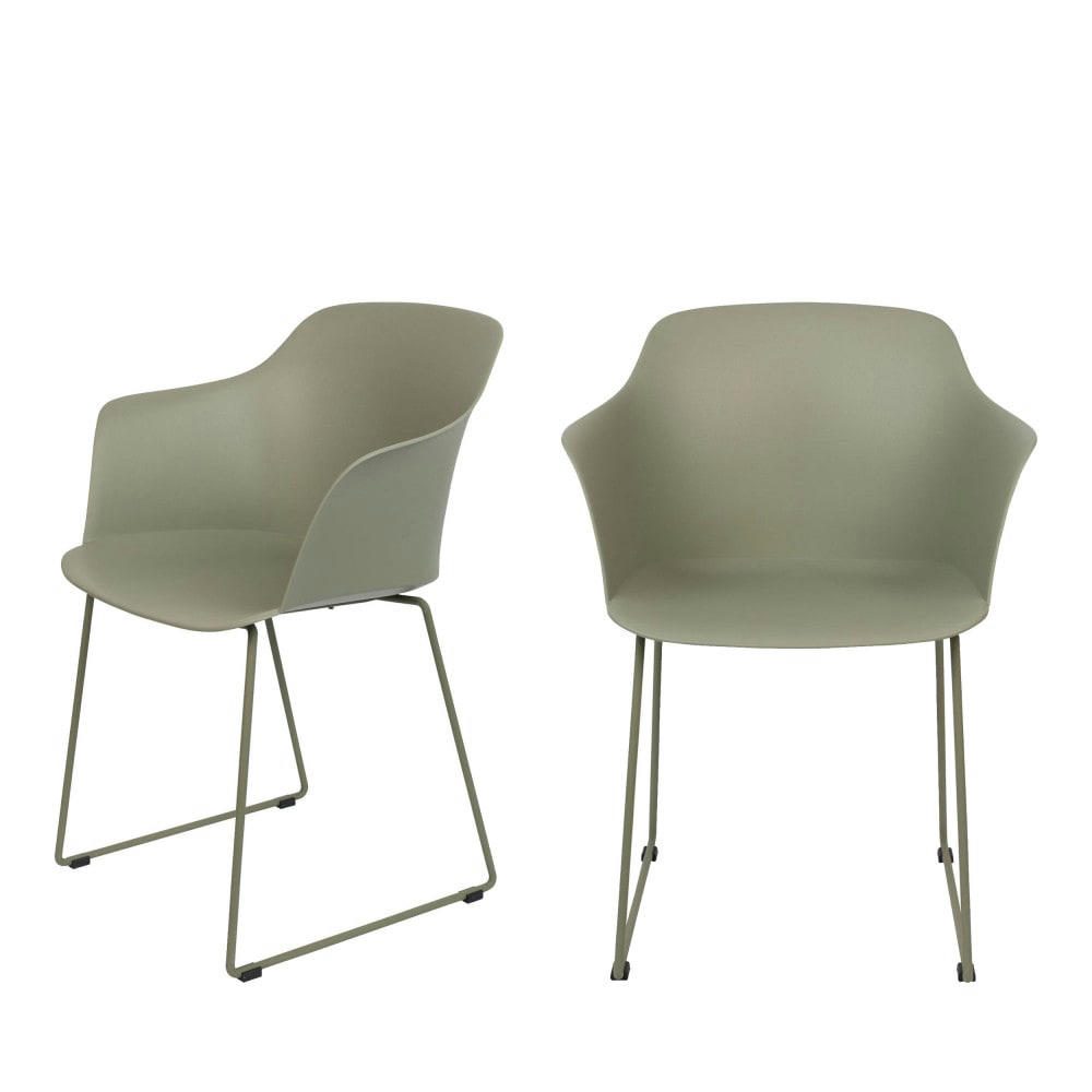 TANGO - Lot de 2 fauteuils de table en plastique et métal vert