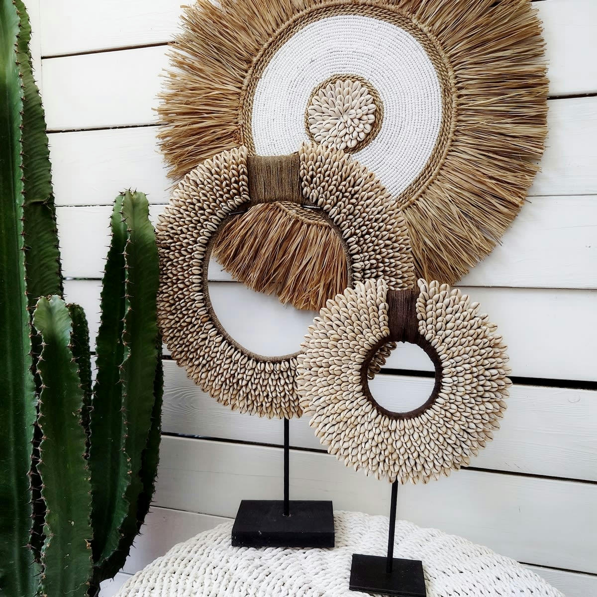 BOHEMIA - Collier rond en coquillages, marron L30 x H40 cm