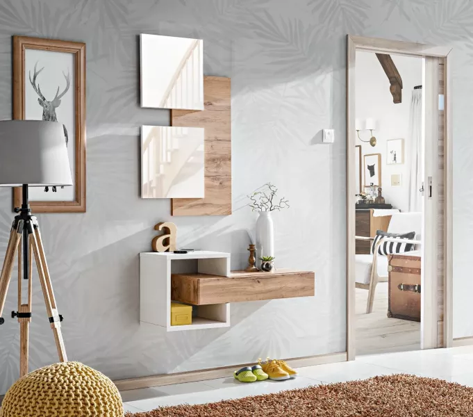 Konsola wisząca EASY 100x40 dąb wotan/biała
