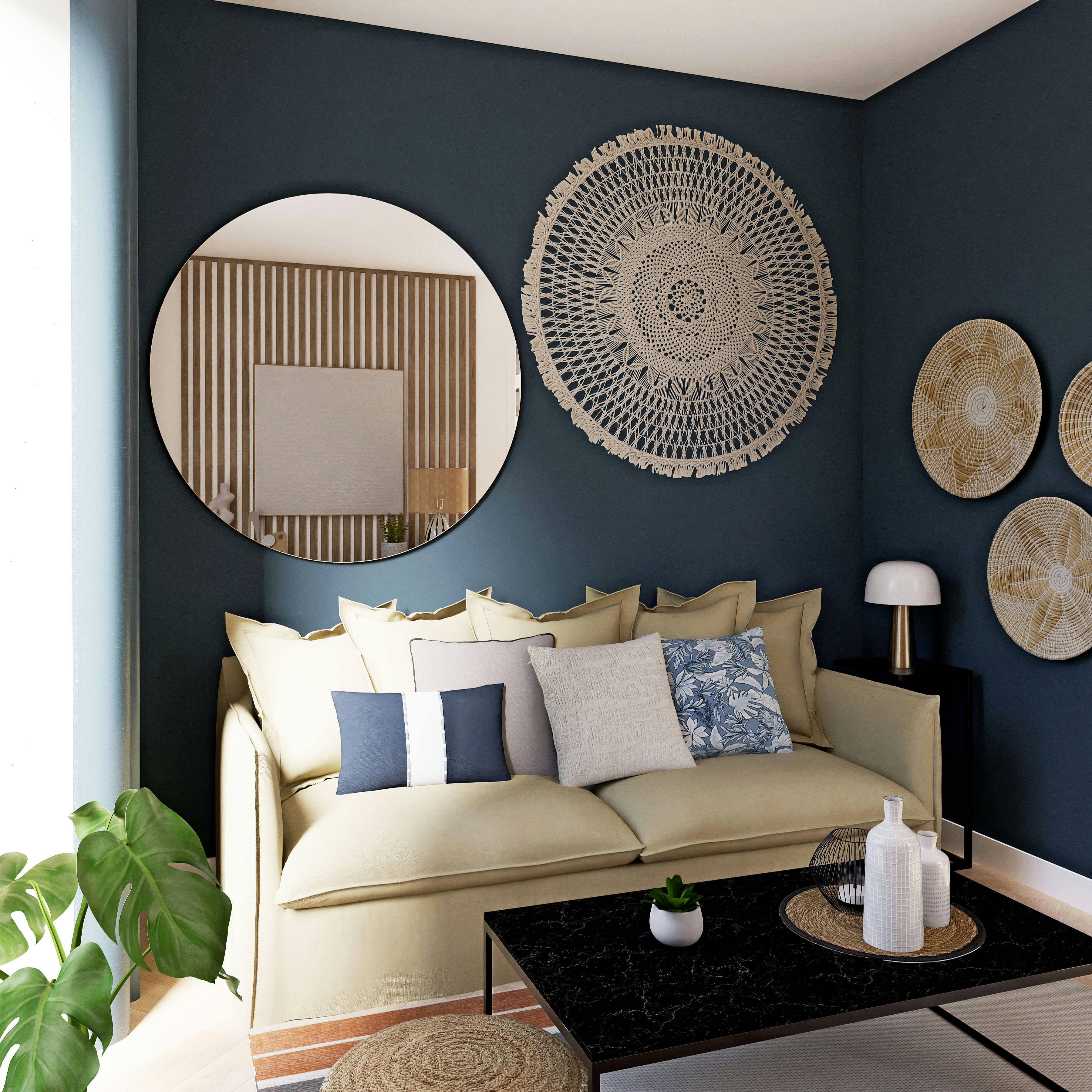 Barcelone - Canapé 3/4 places en lin lavé coloris ficelle