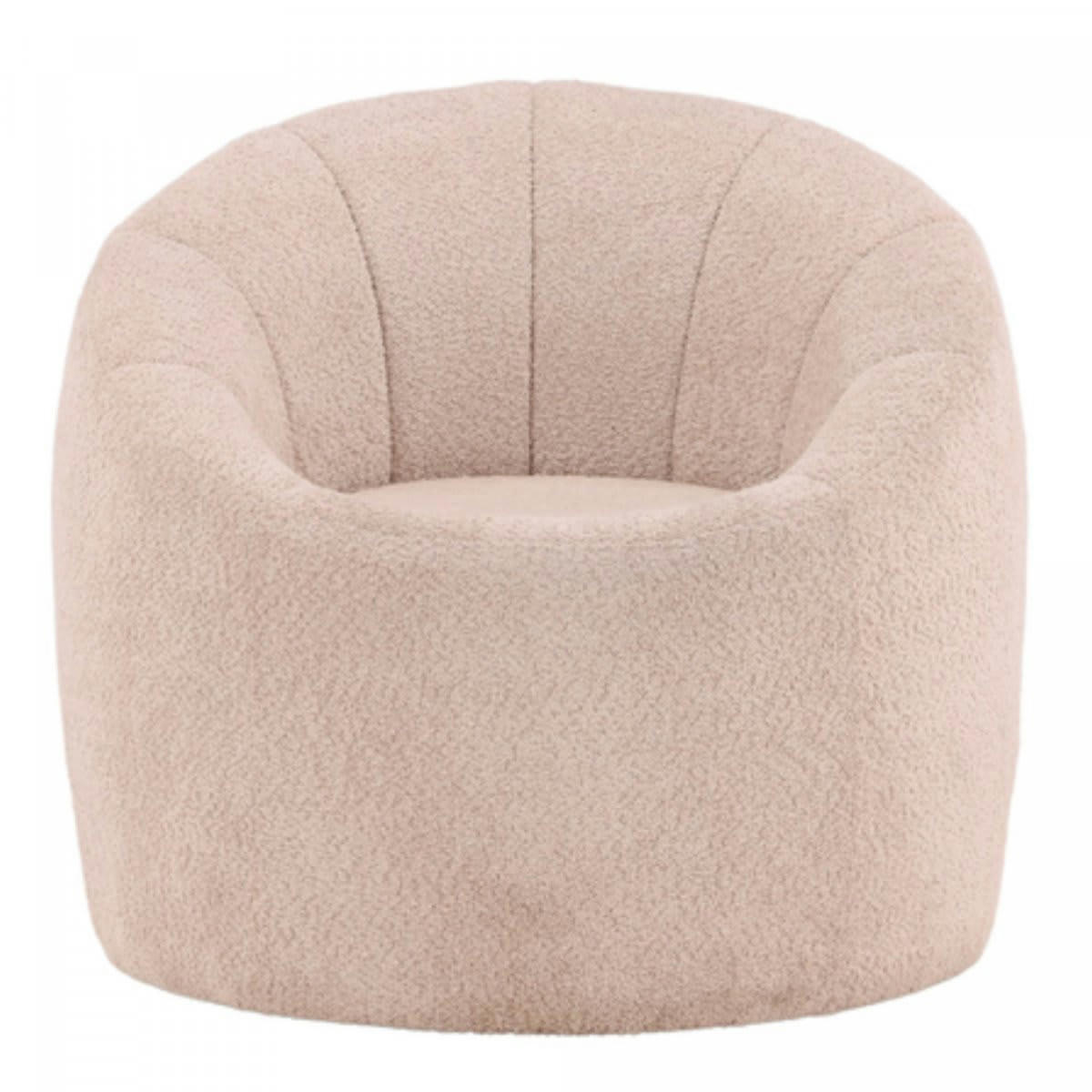 ANTOINE - Fauteuil moderne en tissu bouclé beige