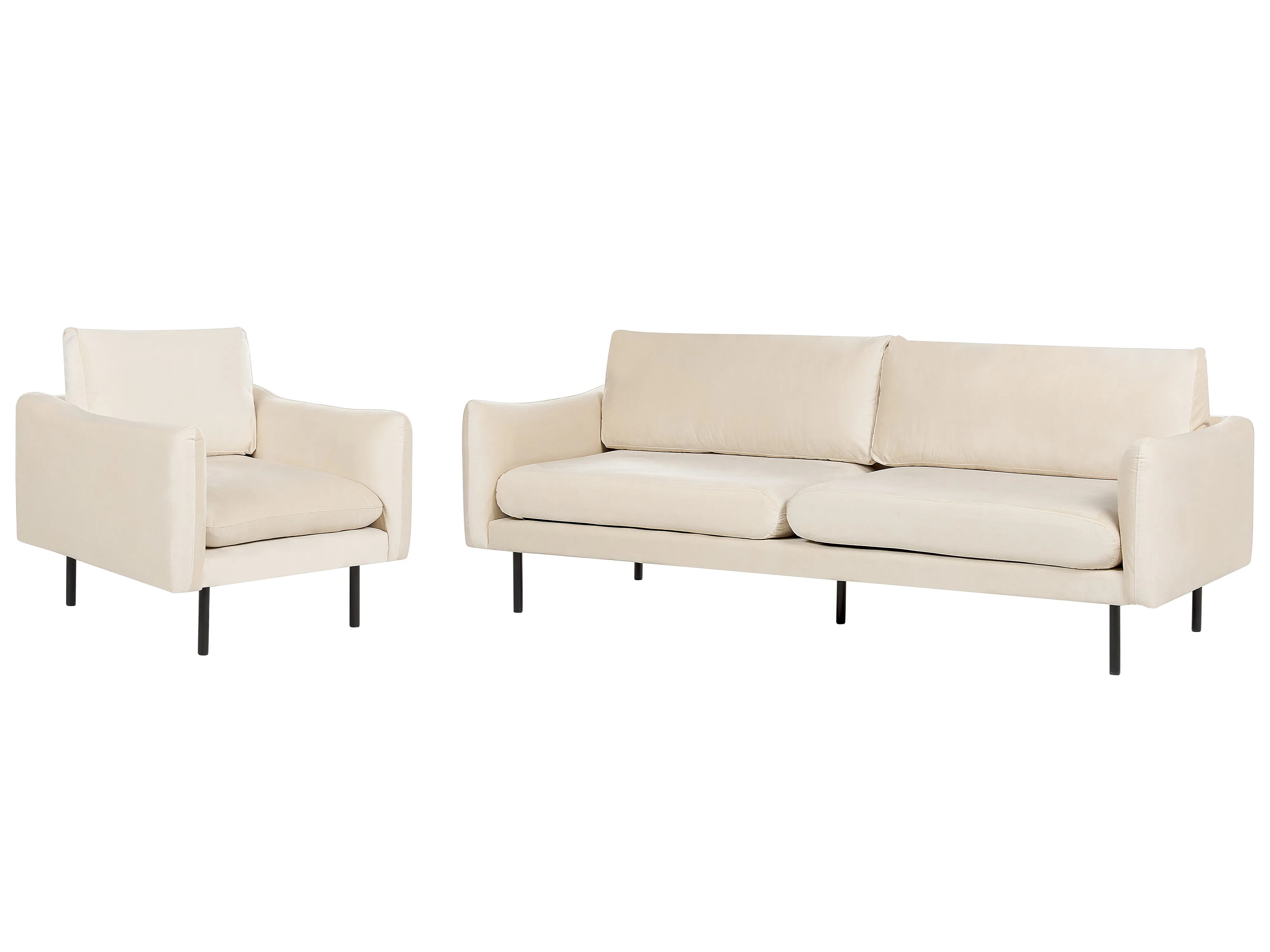 Living Room Set 4 Seater VINTERBRO Velvet Light Beige