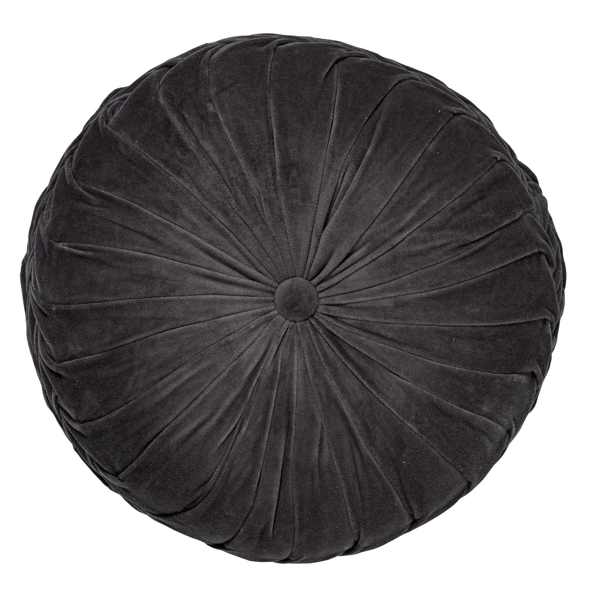 KAJA - sierkussen Ø40 cm - rond - velvet - Charcoal Gray - antraciet