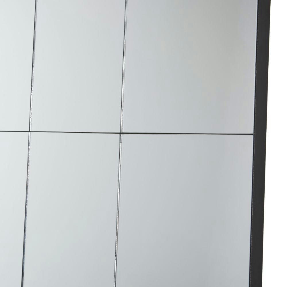 ANDY - Grand miroir fenêtre rectangulaire en métal noir 110x170
