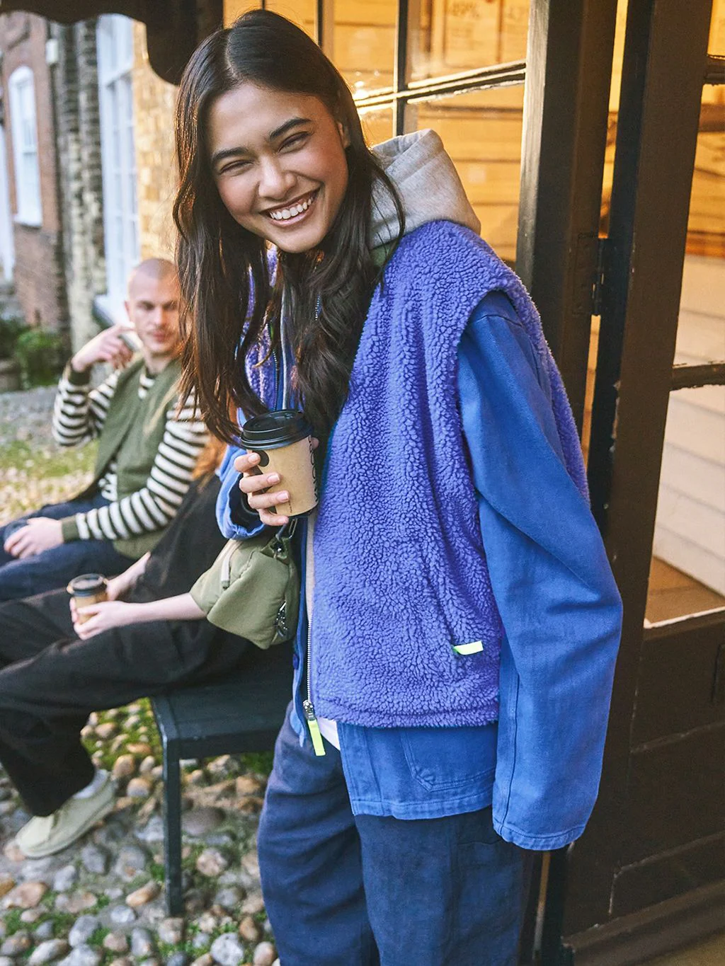 Harlem Recycled Fleece Gilet in Blue