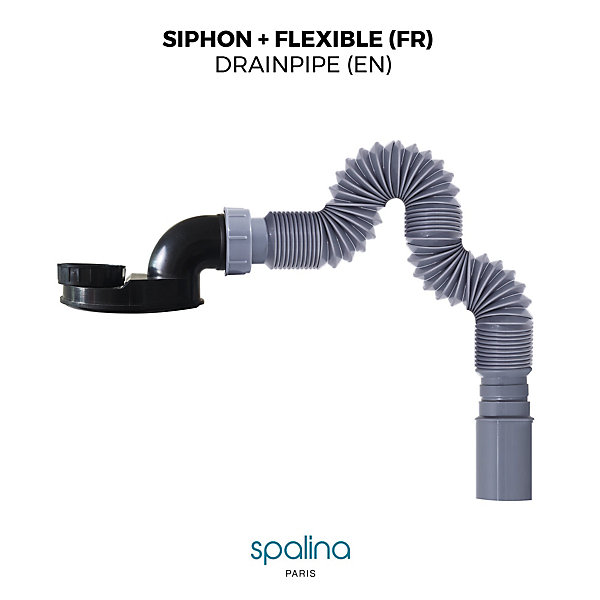 Accessoire Siphon extra plat   flexible 80x8x6cm, by SPALINA