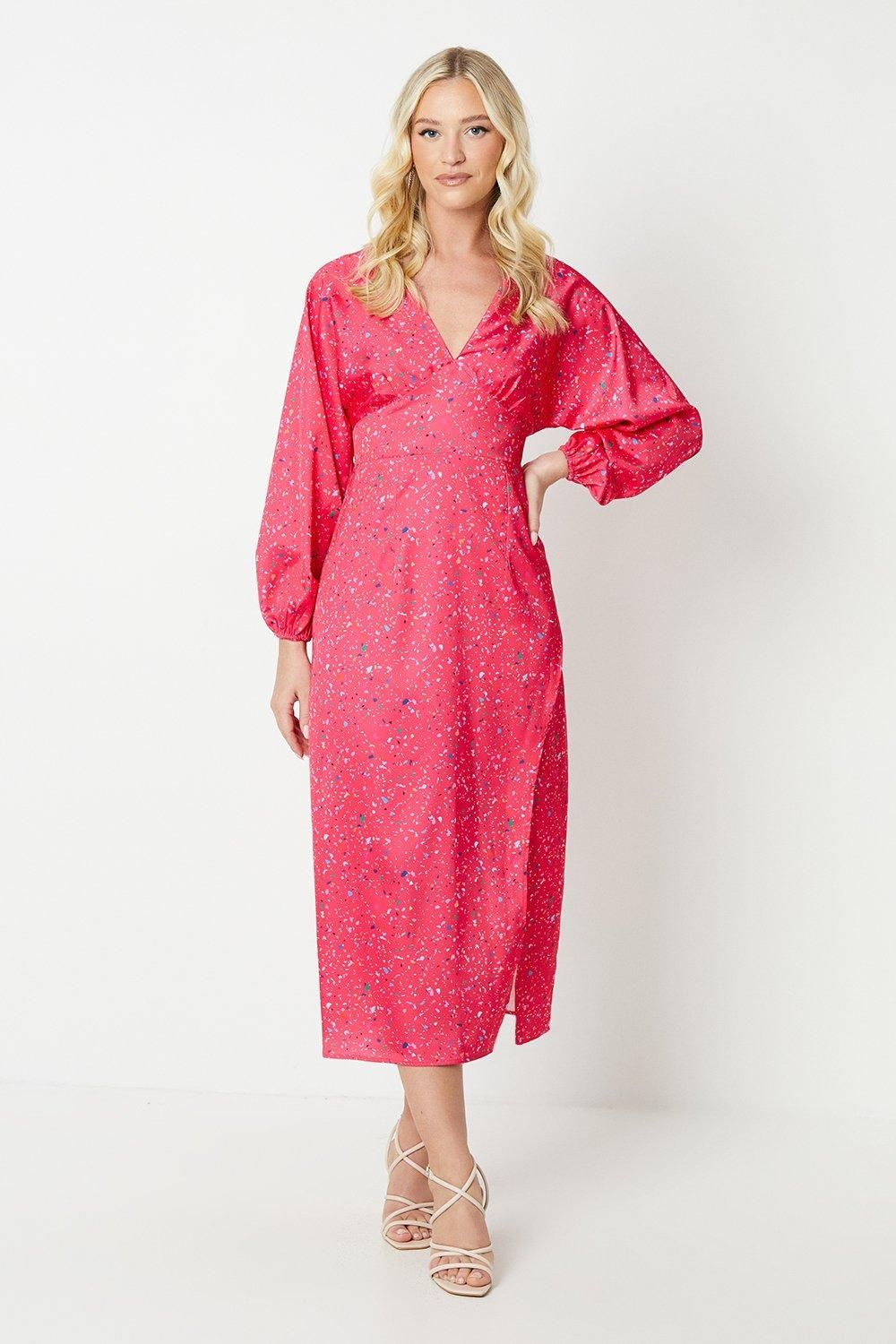 Debut London Debut London by Coast V Neck Satin Midi Dress