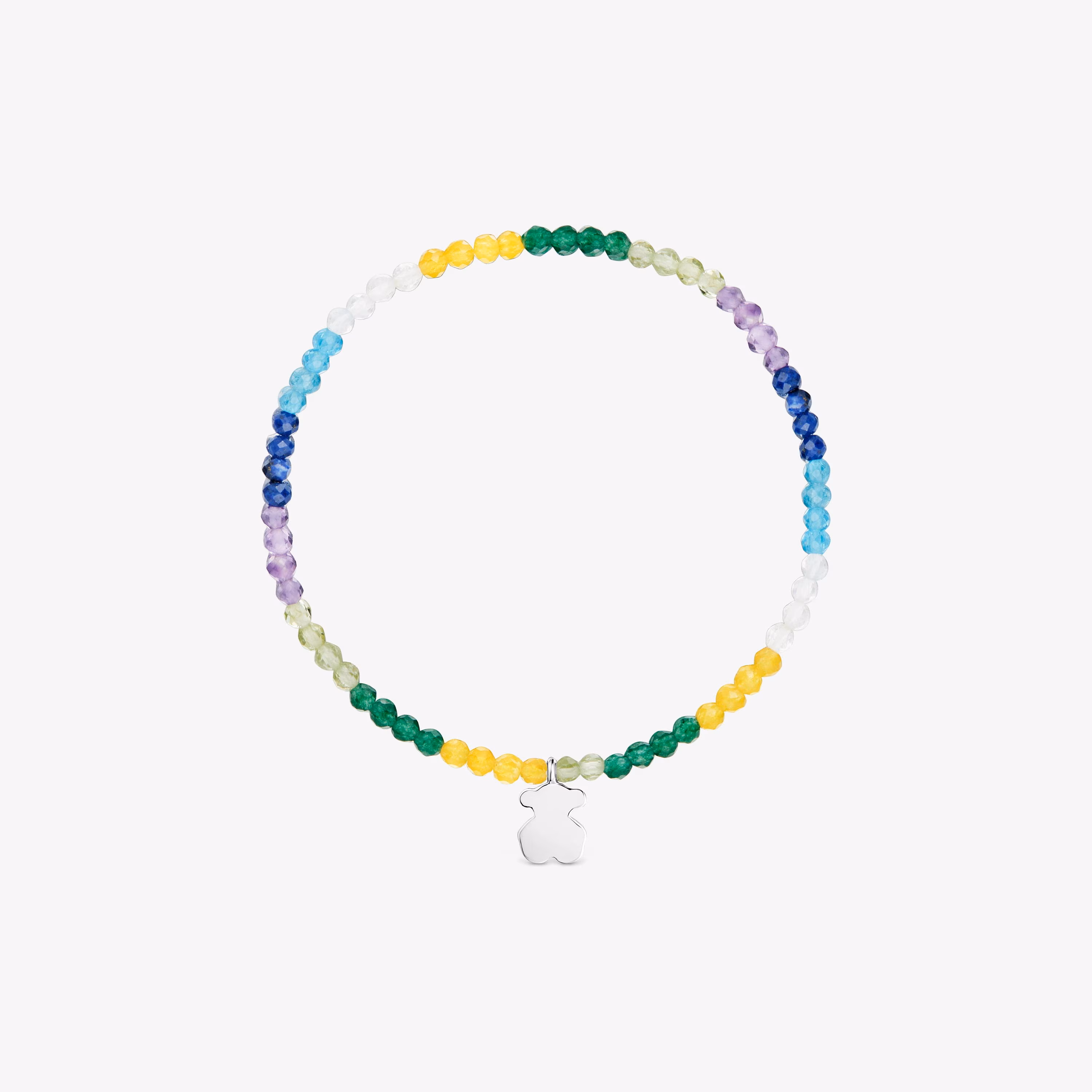 Pulsera elástica con gemas azules y oso de plata TOUS Motivos