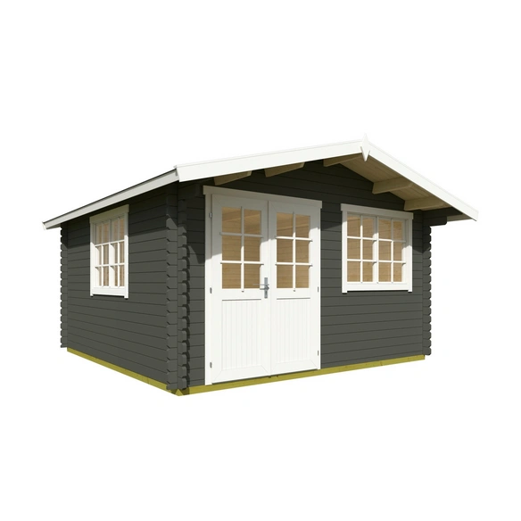 Blockbohlenhaus »Norderney«, BxHxT: 444,6 x 256,5 x 480 cm (Außenmaß inkl. Dachüberstand), grün