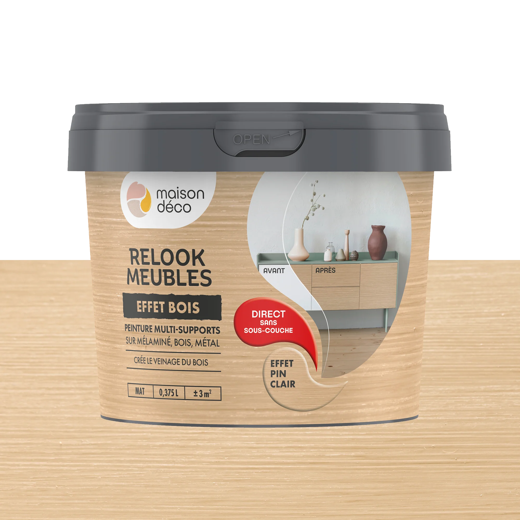 Relook meubles effet bois Peinture Peinture pin clair 0,38 L