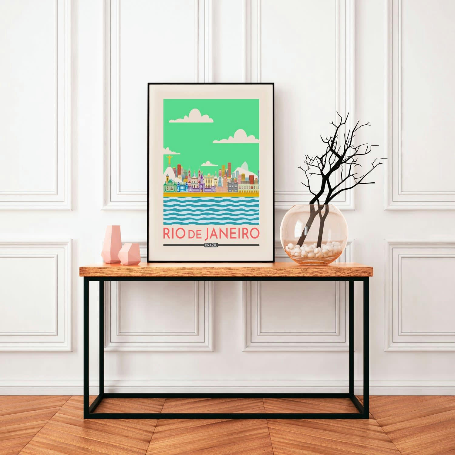 CIUDADES - Affiche avec cadre noir - Rio de Janeiro - 50x70