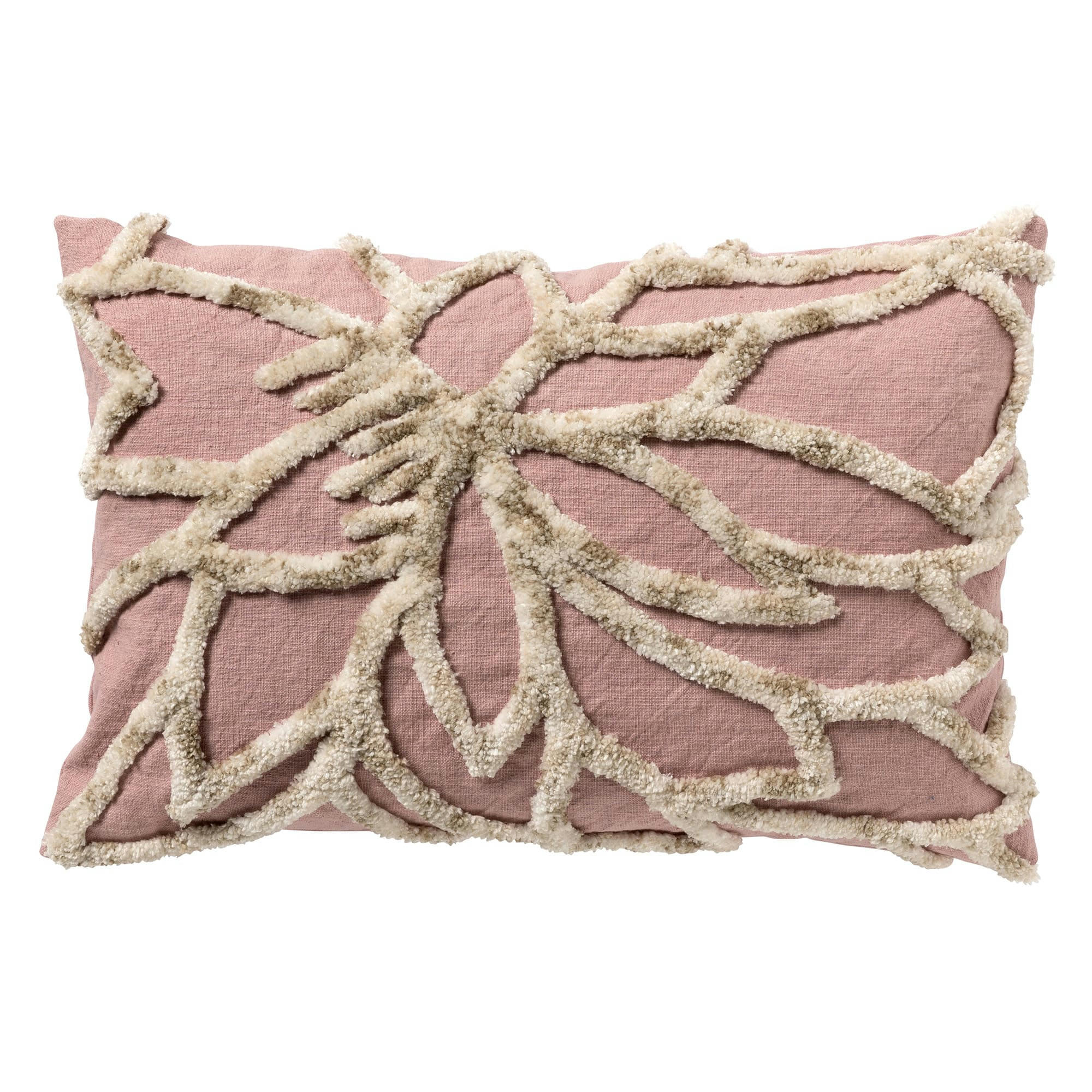 - Housse de coussin rose - 40x60 cm - avec motif fleuri